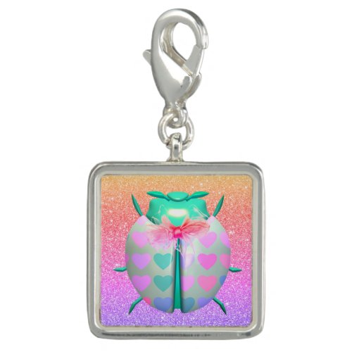 Ladybug heart cute glitter gradient pink purple  charm