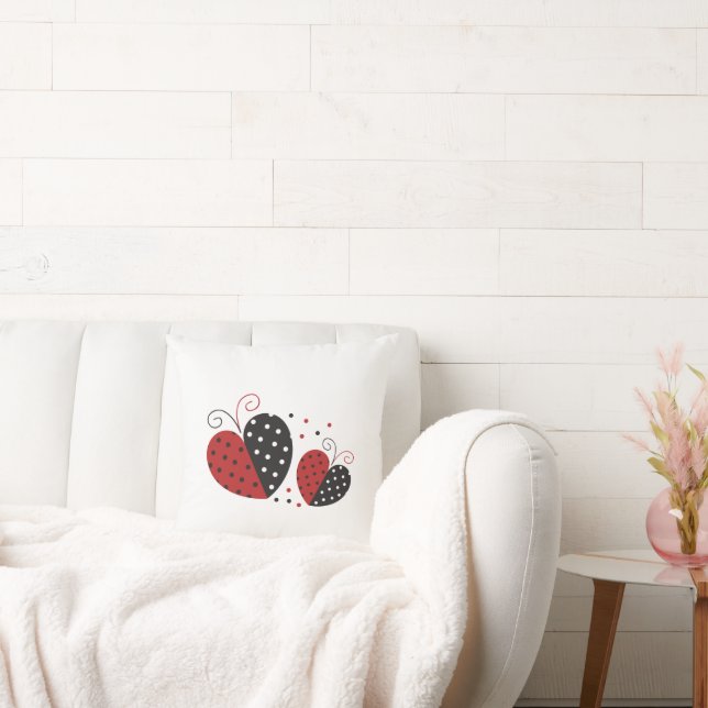 Ladybug Heart cute Throw Pillow (Couch)