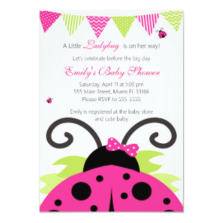 Pink Ladybug Baby Shower Invitations 8