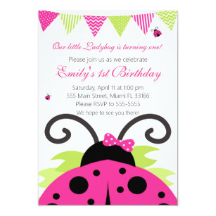 ladybug birthday invitations zazzle pink ladybug invitation