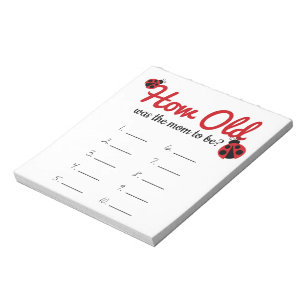 Ladybug How Old Was The Mom Game Answer Sheet Notepad