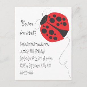 Ladybug illustration birthday invitation