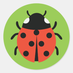 Ladybug Illustration Classic Round Sticker