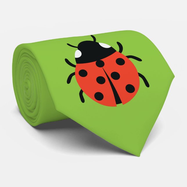 Ladybug Illustration Neck Tie (Rolled)