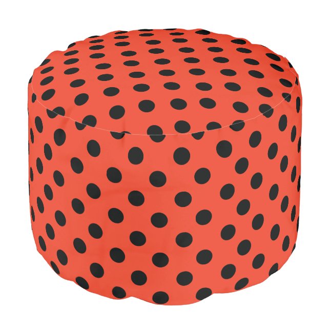 Ladybug Illustration Pouf (Angled Front)