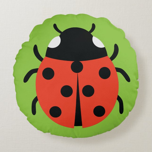 Ladybug Illustration Round Pillow (Front)