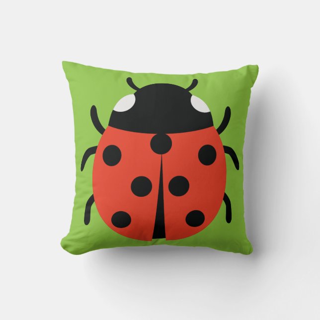 Ladybug Illustration Throw Pillow (Front)