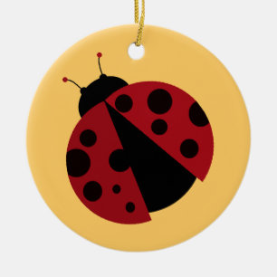 ladybug image ceramic ornament