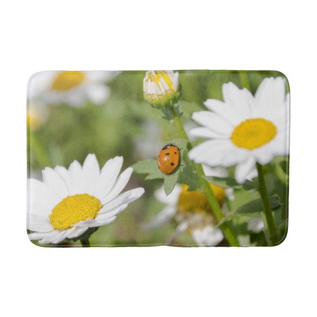 Ladybug in a Daisy Garden Bathroom Mat (Front)