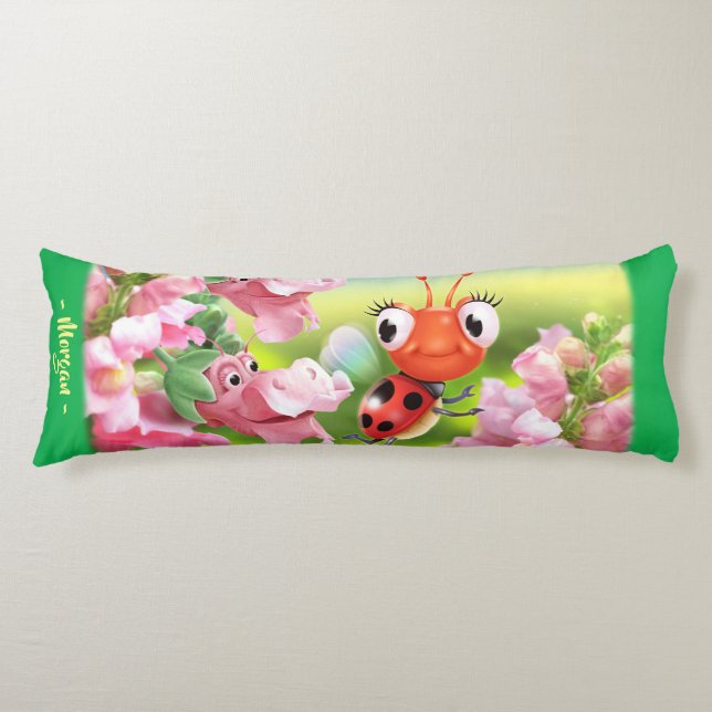 Ladybug in flower garden.Giant custom Body Pillow (Front)