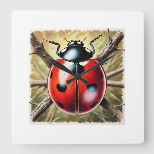 Ladybug in Natural Habitat 170624IREF124 _ Waterco Square Wall Clock