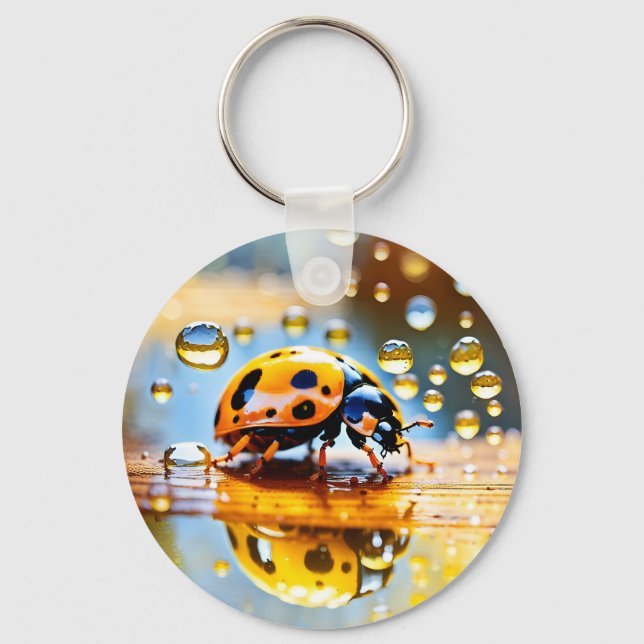 Ladybug in rain keychain (Front)