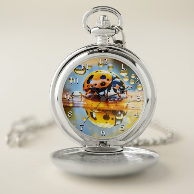 Ladybug in rain pocket watch (Inside)