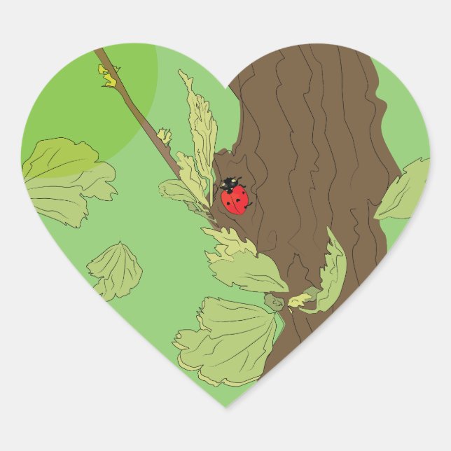 Ladybug in spring heart sticker (Front)