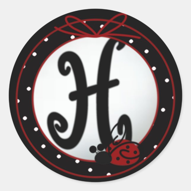 Ladybug Initial H Round Stickers (Front)