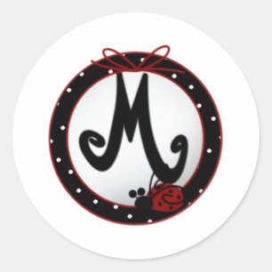 Ladybug Initial M Classic Round Sticker