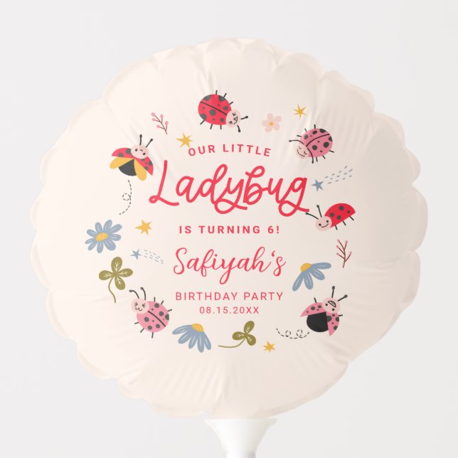 Ladybug Insect Floral Birthday Party Balloon (Front)