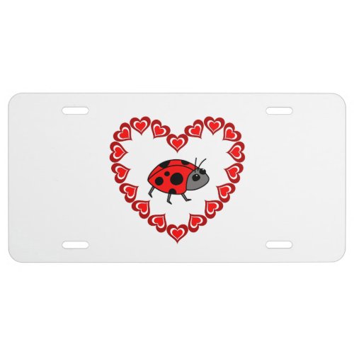 Ladybug Inside Heart License Plate