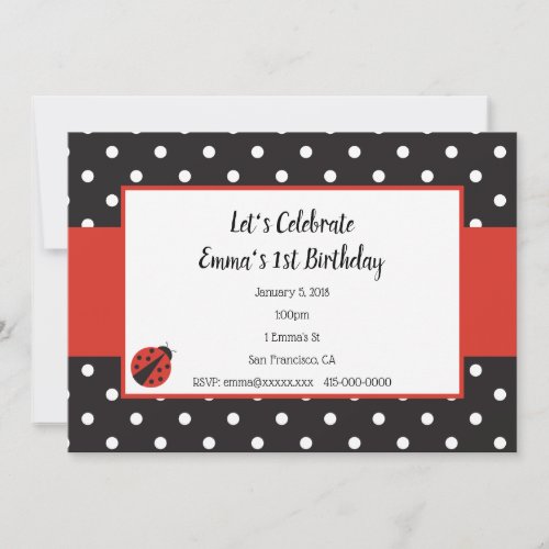 Ladybug Invitation for Kid Birthday or Baby Shower