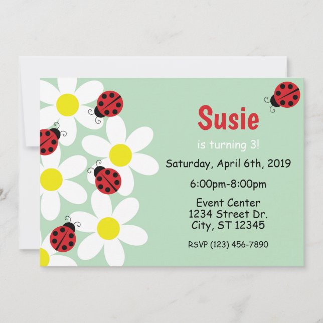 Ladybug Invitation Spring Invitation (Front)