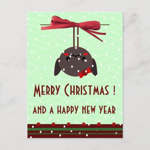 ladybug kawaii xmas greetings holiday postcard