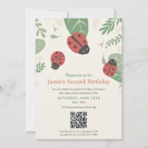 Ladybug Kid's Birthday Party QR Code Invitation