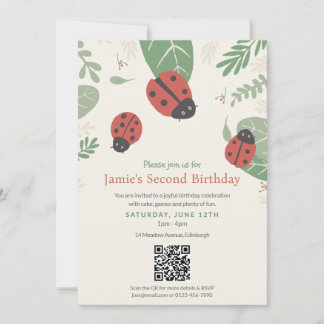 Ladybug Kid's Birthday Party QR Code Invitation