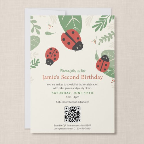 Ladybug Kid's Birthday Party QR Code Invitation