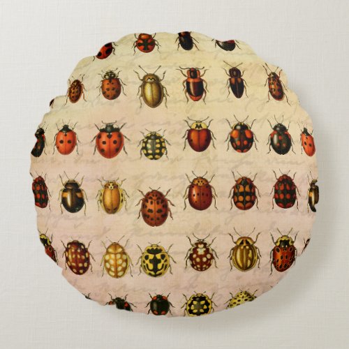 Ladybug Ladybird Beetle Insect Bug Round Pillow