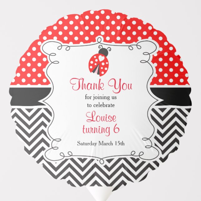 Ladybug Ladybird Birthday Party Balloon (Front)