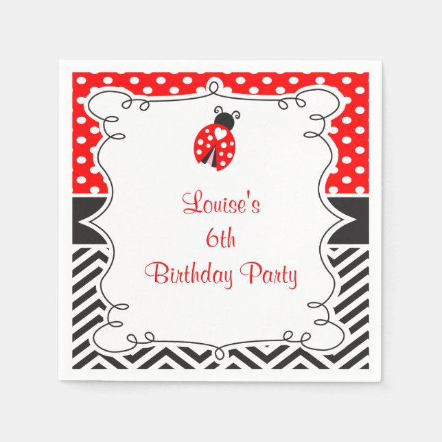 Ladybug Ladybird Birthday Party Napkins (Front)