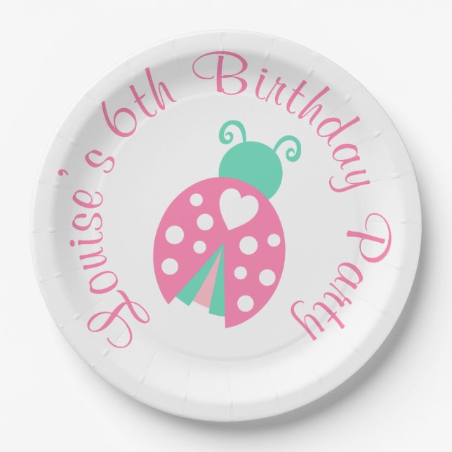 Ladybug Ladybird Birthday Party Paper Plates (Front)