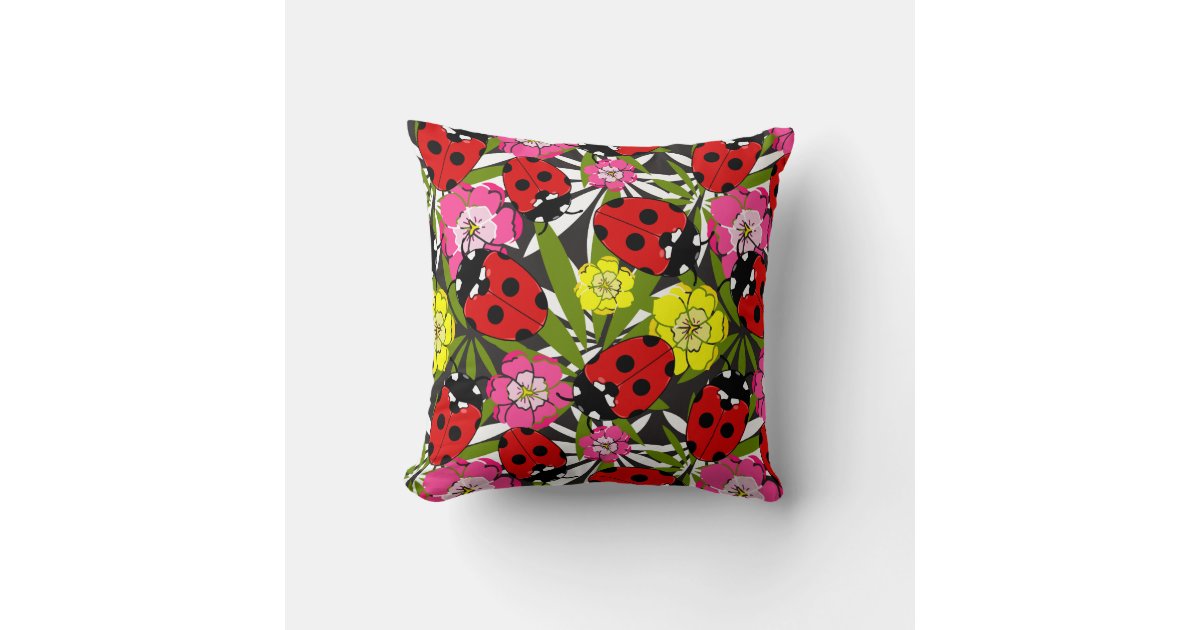 Cute Ladybugs and Flowers Colorful Patterned Fleece Blanket