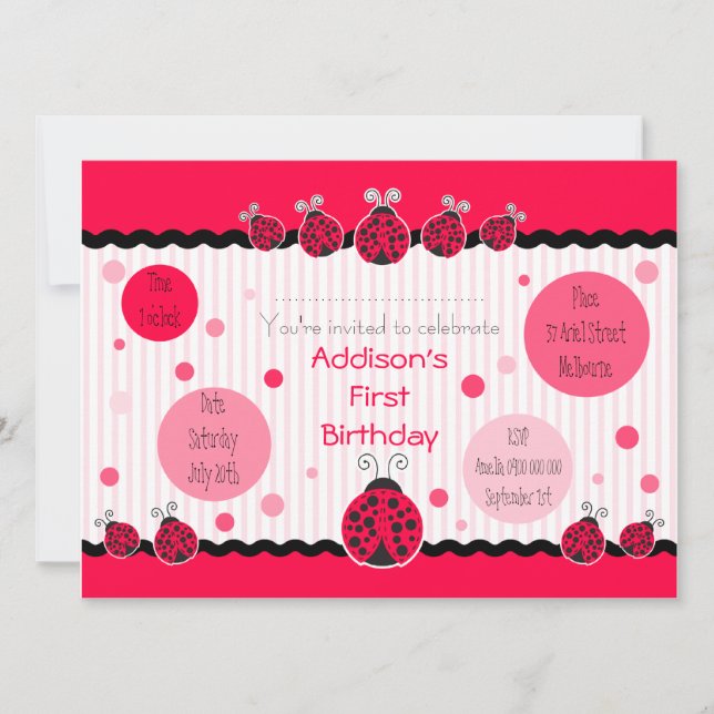 Ladybug Ladybird Invitation (Front)