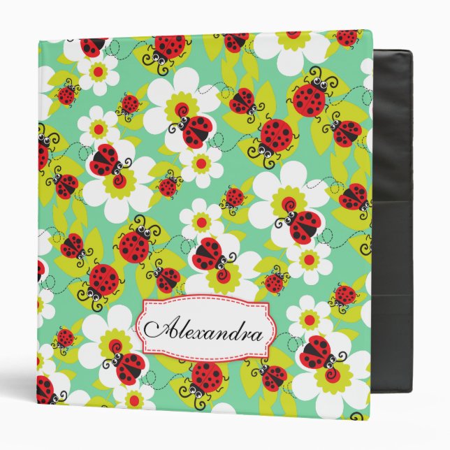 Ladybug / ladybird pattern named green red folder (Front/Inside)