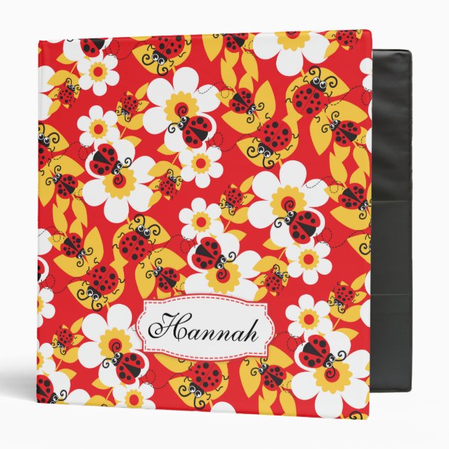 Ladybug / ladybird patterned named folder (Front/Inside)