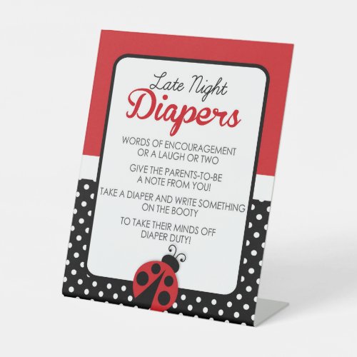 Ladybug Late Night Diapers Advice Baby Shower Pedestal Sign