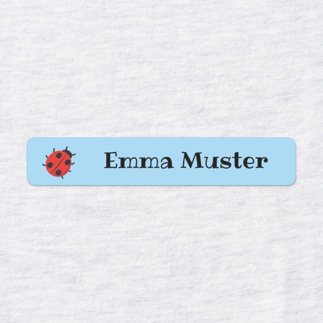 Ladybug - light blue | 96 narrow kids' labels (Design 1)