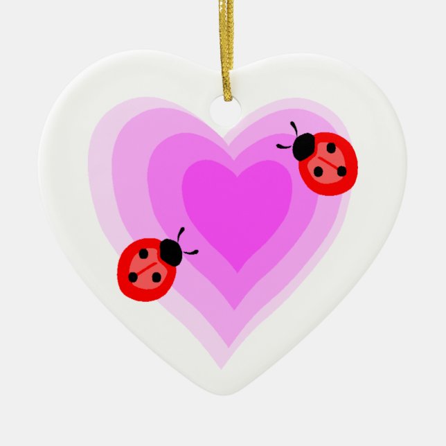 Ladybug Love Ceramic Ornament (Front)