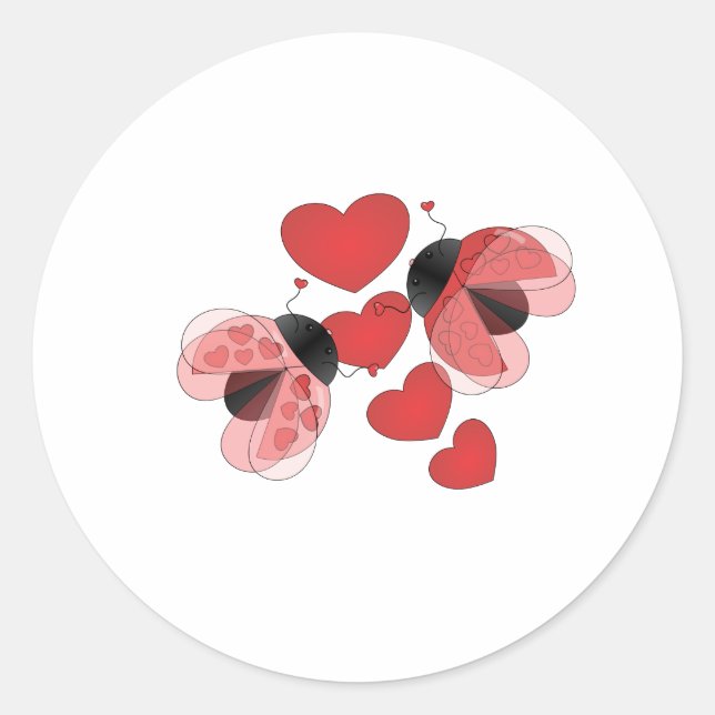 Ladybug Love Classic Round Sticker (Front)