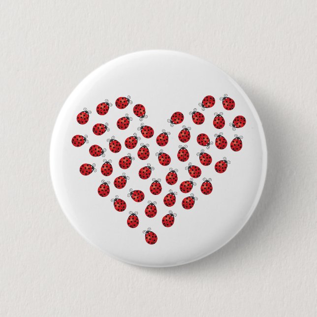 Ladybug Love Heart Pinback Button (Front)