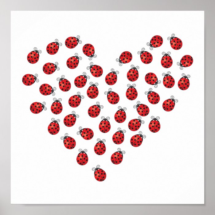 Ladybug Love Heart Poster