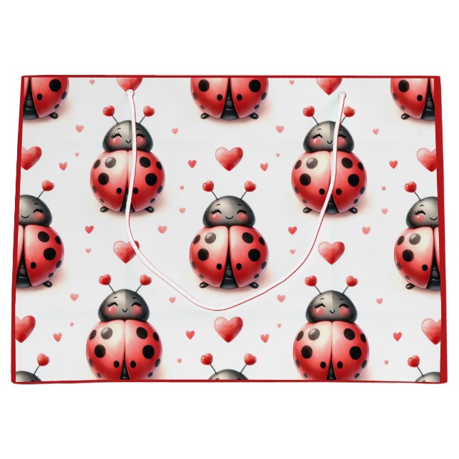 Ladybug Love (personalized) Large Gift Bag (Front)