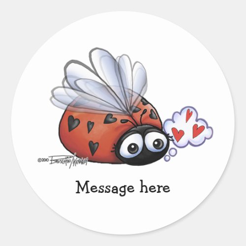 Ladybug lovebug classic round sticker