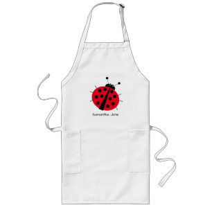 Ladybug Lovers Cute Cartoon Fun Red Girly Long Apr Apron
