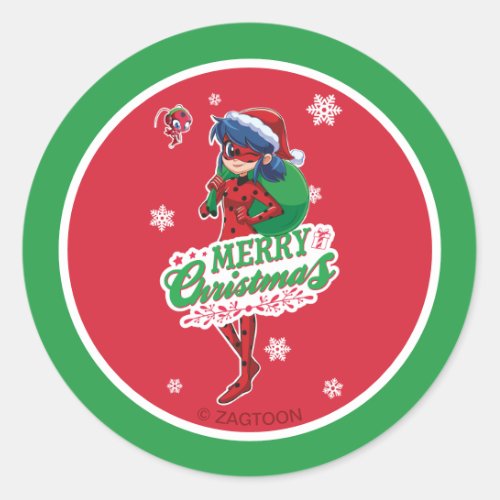 Ladybug  Merry Christmas Classic Round Sticker
