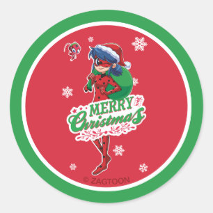 Ladybug Merry Christmas Classic Round Sticker