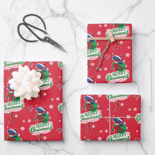 Ladybug  Merry Christmas Wrapping Paper Sheets