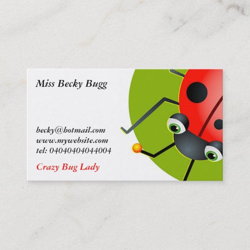 Customizable Ladybug, Miss Becky Bugg, Business Cards
