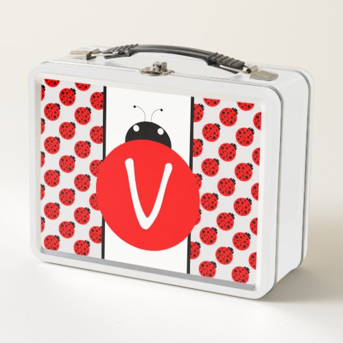 Ladybug Monogram Metal Lunch Box